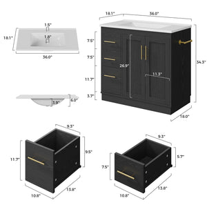 36-Inch Black Bathroom Vanity with Sink
