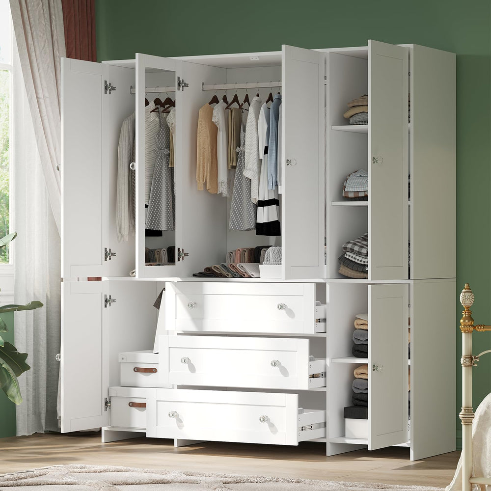 Armoire Wardrobe Closet with Mirror & Drawers