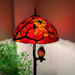 Tiffany Style Stained Glass Floor Lamp – Ravens & Moon