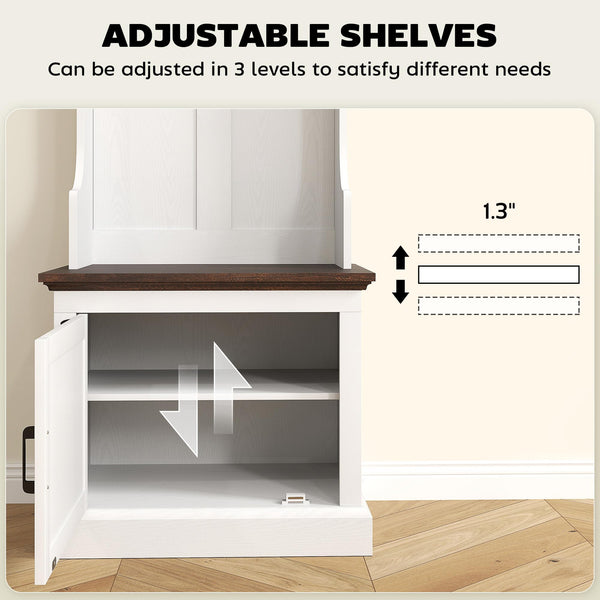3-in-1 Hall Tree with Shoe Storage, Coat Rack & Entryway Bench