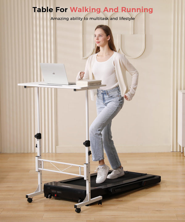 Adjustable Height Mobile Standing Desk with Wheels – 16"x31.5", 27"–43.5" Height Range