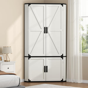 Corner Wardrobe Closet with Hanging Rod