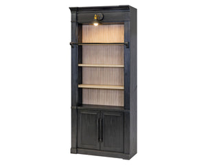 Contemporary 8' Tall Wood Bookcase with Sconce Lighting
