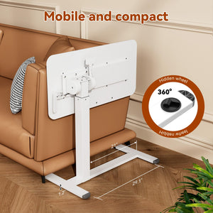 Height Adjustable Overbed Rolling Desk with Tiltable Laptop Surface