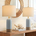 PoKat 24'' White Ceramic Table Lamps Set of 2, Farmhouse Bedside Lamps for Bedroom, Modern Nightstand Lamps for Living Room, Boho Rustic Table Lamps for Office Entryway Hallway, White & Earthy Yellow