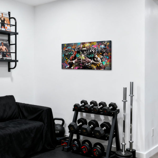 American Football Canvas Wall Art – Sports Graffiti Print 40x20