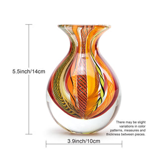 Hand Blown Glass Vases Set of 2 — Boho Murano Style Art Glass