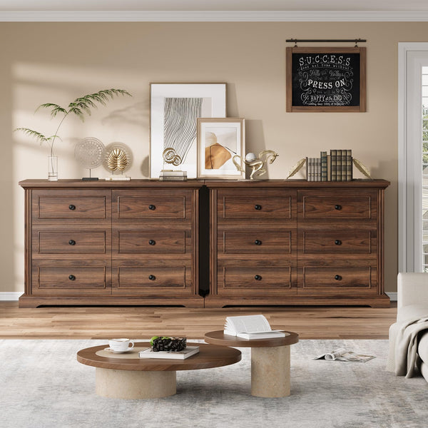6-Drawer Dresser with Charging Station, 47" Wide – Dark Walnut