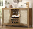 Rattan Wine Bar Cabinet with Glass Holder & Sideboard Storage