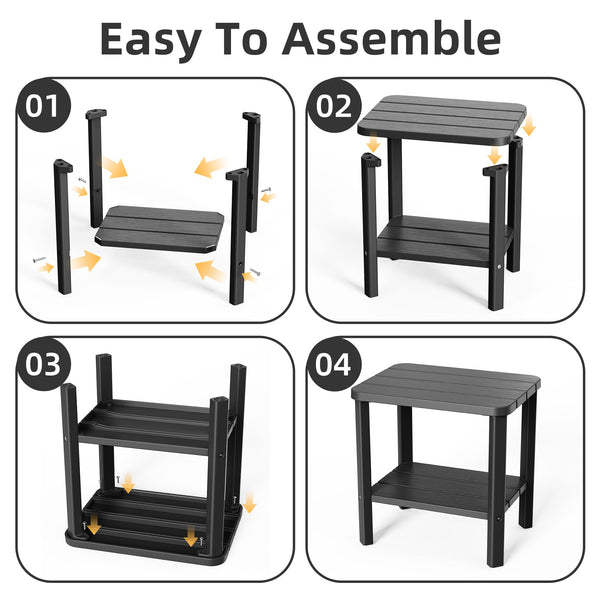 Resin Outdoor Side Table with Dual Storage