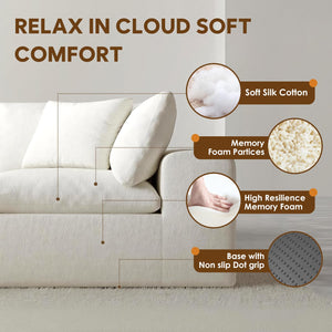 130" L-Shaped Modular Sectional Sofa – Deep Seat, Sleeper, White