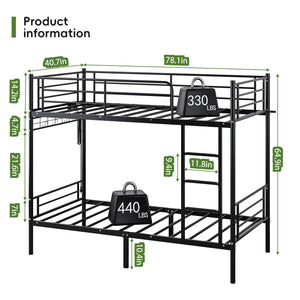 Twin Over Twin Bunk Bed with USB Charging & Storage
