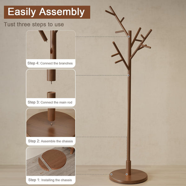 Freestanding Coat Rack with 12 Hooks