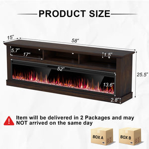 58" Fireplace TV Stand with 52" Electric Fireplace for TVs Up to 65"