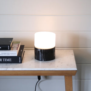 Marble Base Dimmable LED Table Lamp with Frosted Glass Shade