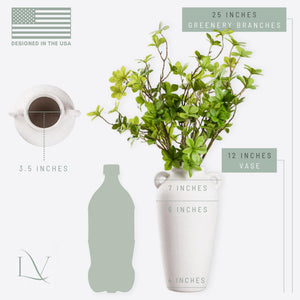 Ceramic Vase with Faux Greenery Stems Set