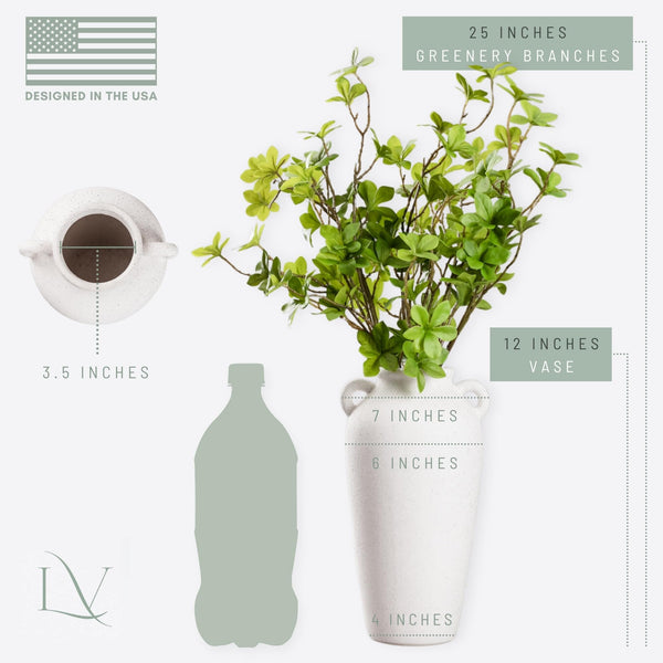 Ceramic Vase with Faux Greenery Stems Set