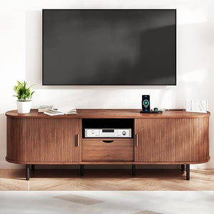 Mid-Century Modern TV Stand with Power Outlet & Storage