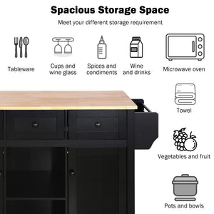Rolling Kitchen Island with Storage & 3 Drawers