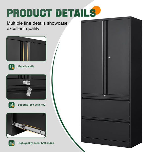 Metal Locking File Cabinet with Drawers and Adjustable Shelves