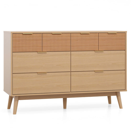 8-Drawer Fluted Dresser with Metal Handles