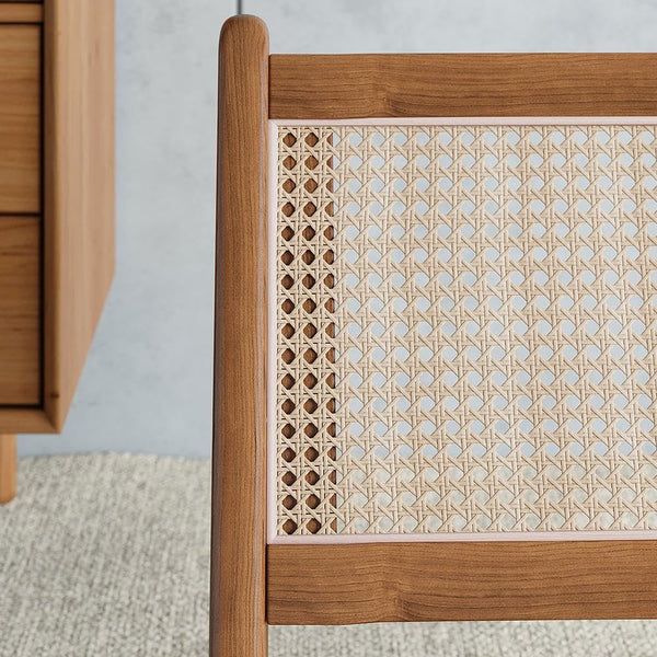 Rattan Accent Lounge Chair – Ash Wood & Rattan Armless Chair
