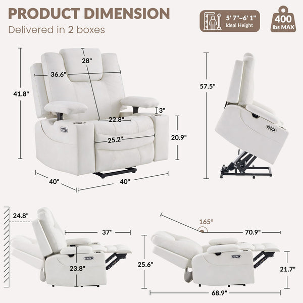 4-Motor Power Lift Recliner Chair with Massage & Heat