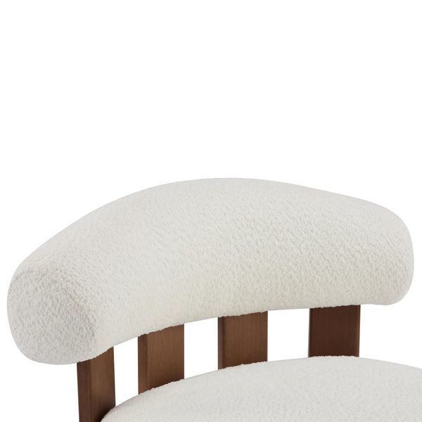 Armless Boucle Accent Chair with Solid Wood Frame