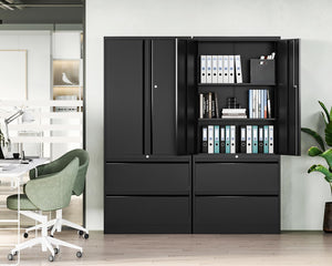 Metal Locking File Cabinet with Drawers and Adjustable Shelves