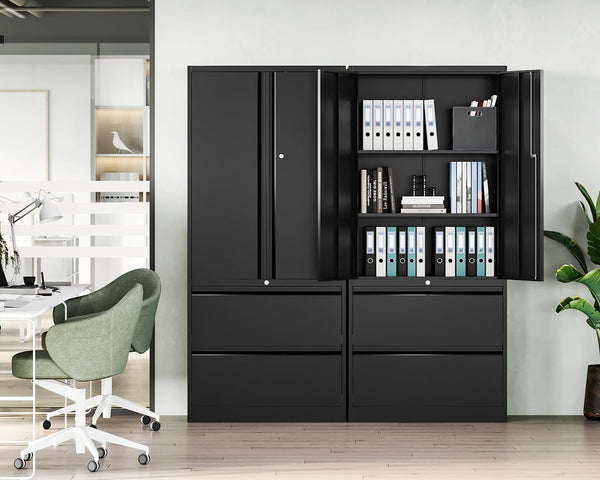 Metal Locking File Cabinet with Drawers and Adjustable Shelves