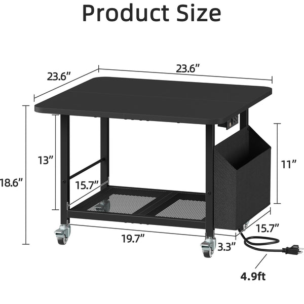2-Tier Printer Stand with Power Outlet and Storage