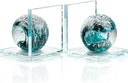 Glass Sea Wave Bookends Set of 2