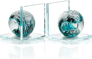 Glass Sea Wave Bookends Set of 2