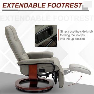 Faux Leather Swivel Recliner Chair with Footrest
