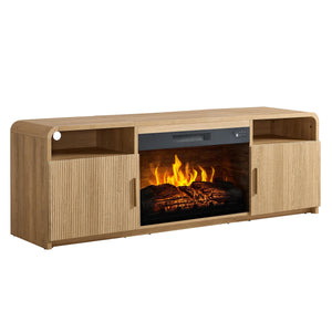 70" Fluted TV Stand with 30" Electric Fireplace