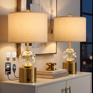 Glass Globe Table Lamps Set of 2