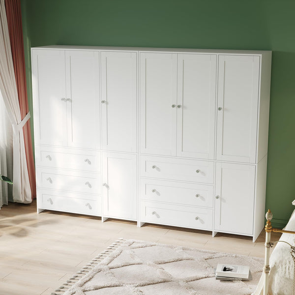 Armoire Wardrobe Closet with Mirror & Drawers – 71" 4-Door Bedroom Storage Cabinet