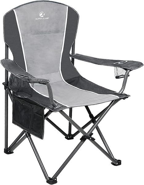 Oversized Folding Camping Chair with Cup Holder & Lumbar Support