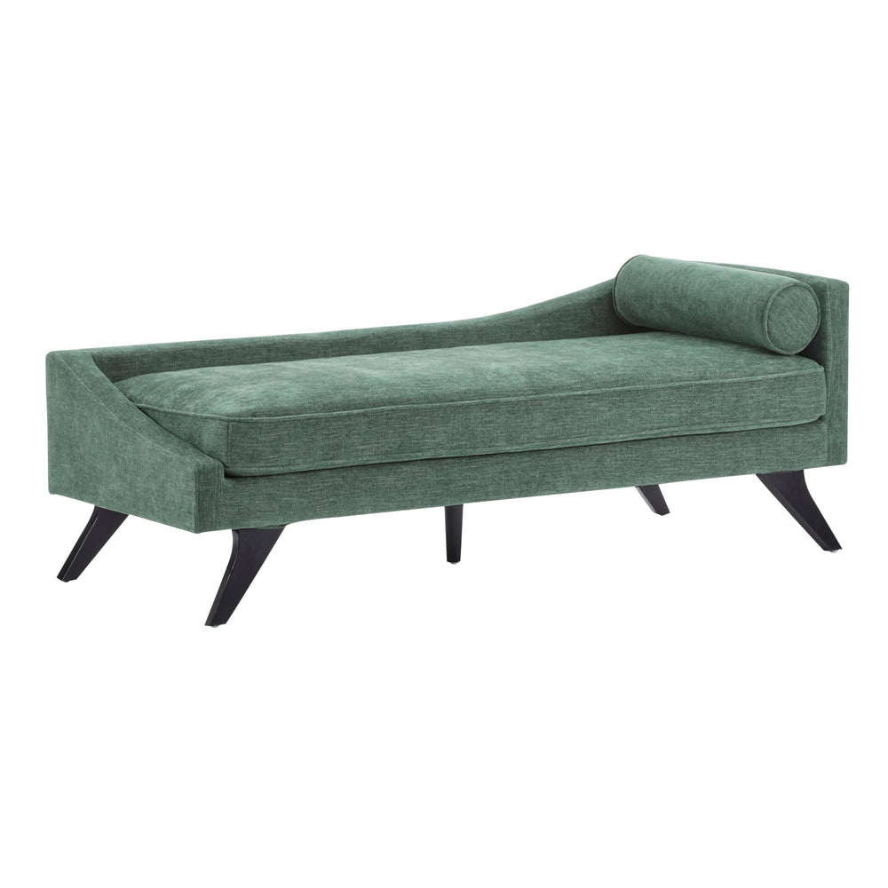 Mid-Century Chaise Lounge Sofa with Rolled Accent Pillow