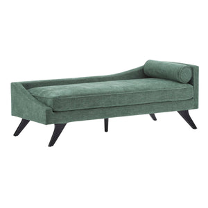 Mid-Century Chaise Lounge Sofa with Rolled Accent Pillow