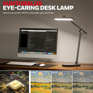 Full-Spectrum LED Desk Lamp with Auto-Dimming, 60-Min Timer & 4-Axis Adjustable Arm