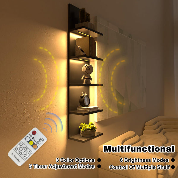 5-Tier Floating Wall Shelf Unit with LED Light