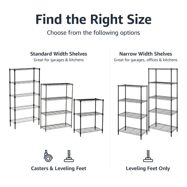 5-Shelf Adjustable Heavy Duty Steel Wire Storage Shelving Unit
