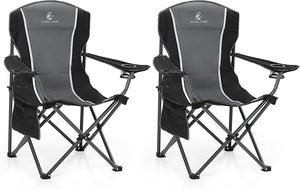 Oversized Folding Camping Chair with Cup Holder & Lumbar Support