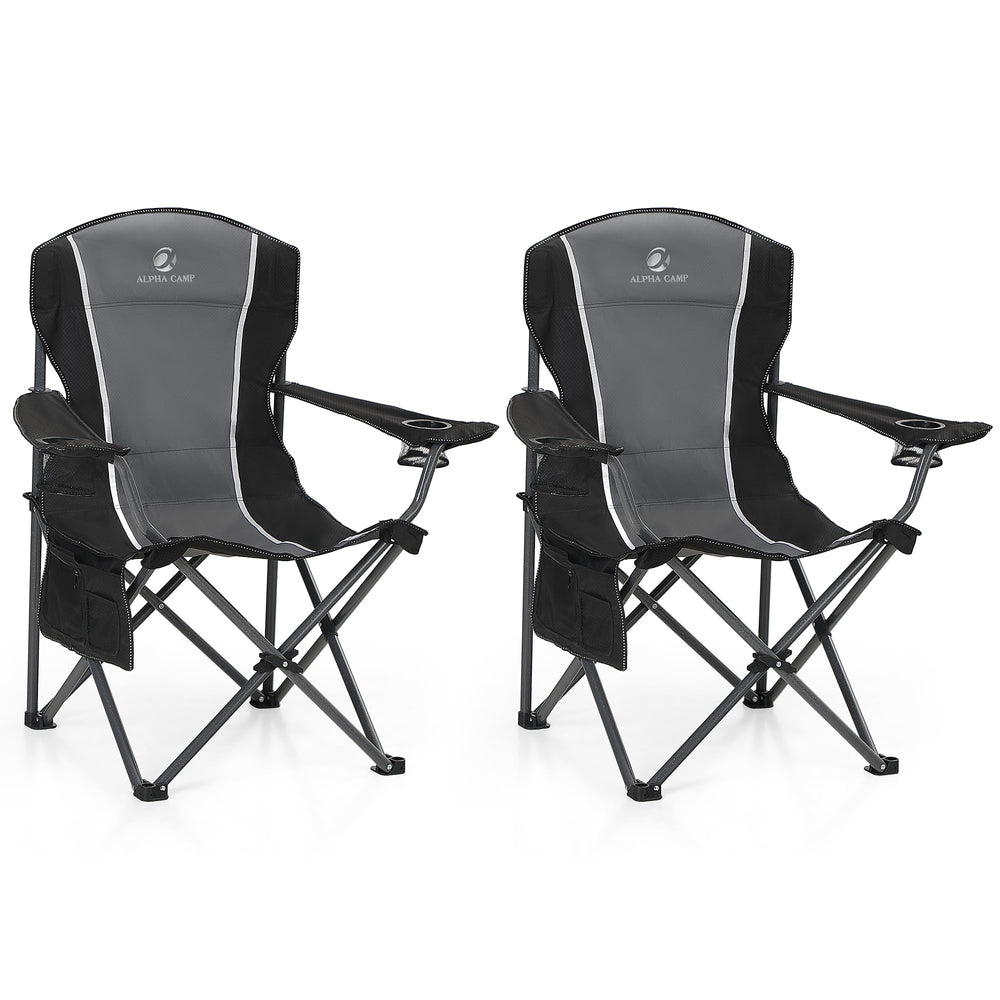 Oversized Folding Camping Chair with Cup Holder & Lumbar Support