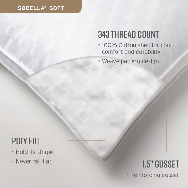 Queen Size Gusseted Bed Pillow – Soft Poly Fill, Cotton Cover