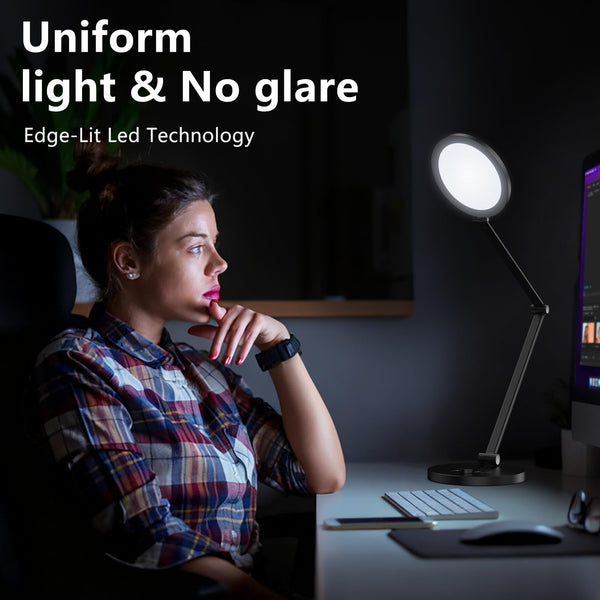 LED Desk Lamp with Swing Arm & Webcam Fill Light
