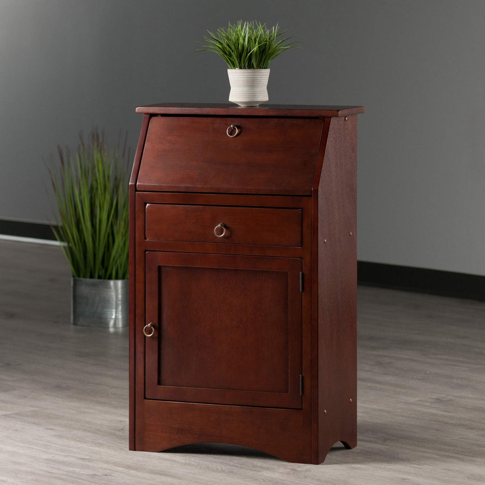 Antique Walnut Secretary Desk with Fold-Down Writing Surface