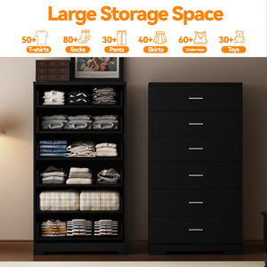 6-Drawer Tall Dresser with Charging Station & Metal Handles