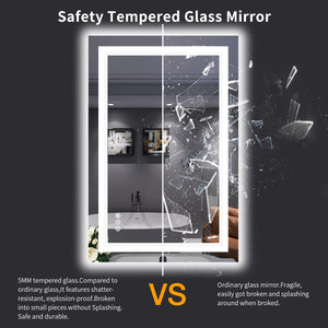 LED Bathroom Mirror with Lights – Anti-Fog, Dimmable, Backlit & Front Lit